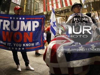 Several Trump supporters riot outside Trump Tower in Midtown New York, United States, on November 5, 2024. The NYPD is on high alert for pos...