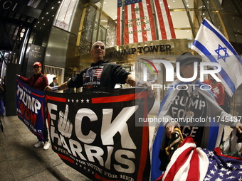 Several Trump supporters riot outside Trump Tower in Midtown New York, United States, on November 5, 2024. The NYPD is on high alert for pos...