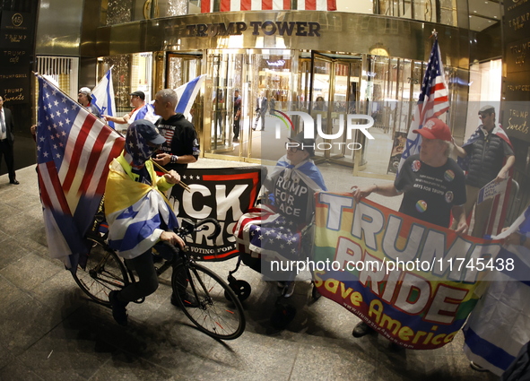 Several Trump supporters riot outside Trump Tower in Midtown New York, United States, on November 5, 2024. The NYPD is on high alert for pos...