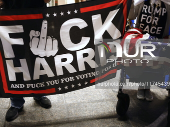 Several Trump supporters riot outside Trump Tower in Midtown New York, United States, on November 5, 2024. The NYPD is on high alert for pos...