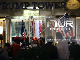 Several Trump supporters riot outside Trump Tower in Midtown New York, United States, on November 5, 2024. The NYPD is on high alert for pos...