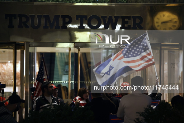 Several Trump supporters riot outside Trump Tower in Midtown New York, United States, on November 5, 2024. The NYPD is on high alert for pos...