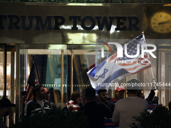 Several Trump supporters riot outside Trump Tower in Midtown New York, United States, on November 5, 2024. The NYPD is on high alert for pos...