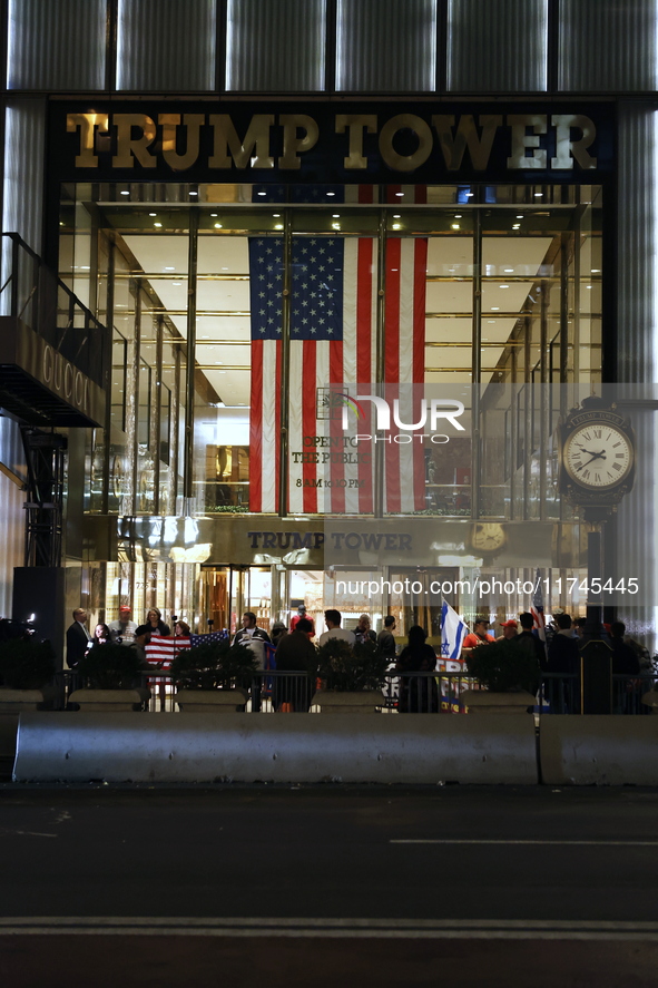 Several Trump supporters riot outside Trump Tower in Midtown New York, United States, on November 5, 2024. The NYPD is on high alert for pos...