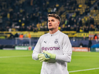 Alexander Meyer of Borussia Dortmund looks on before the UEFA Champions League 2024/25 League Phase MD4 soccer match between Borussia Dortmu...