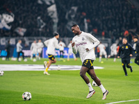 Serhou Guirassy of Borussia Dortmund warms up before the UEFA Champions League 2024/25 League Phase MD4 soccer match between Borussia Dortmu...