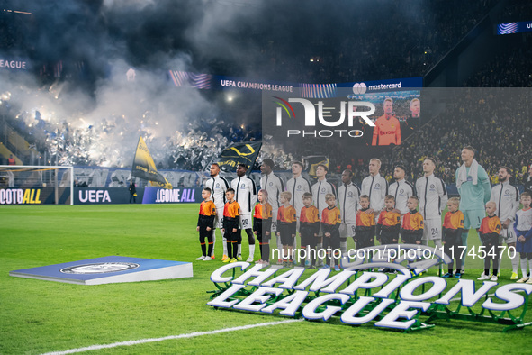 Players of SK Sturm Graz are seen before the UEFA Champions League 2024/25 League Phase MD4 soccer match between Borussia Dortmund and SK St...