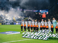 Players of SK Sturm Graz are seen before the UEFA Champions League 2024/25 League Phase MD4 soccer match between Borussia Dortmund and SK St...