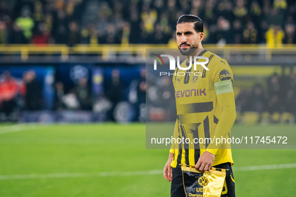 Emre Can of Borussia Dortmund looks on before the UEFA Champions League 2024/25 League Phase MD4 soccer match between Borussia Dortmund and...