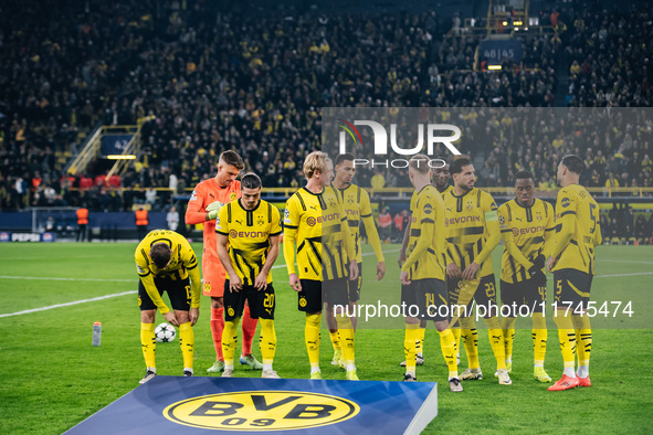 Players of Borussia Dortmund prepare before the UEFA Champions League 2024/25 League Phase MD4 soccer match between Borussia Dortmund and SK...