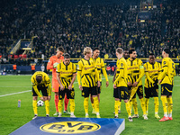 Players of Borussia Dortmund prepare before the UEFA Champions League 2024/25 League Phase MD4 soccer match between Borussia Dortmund and SK...