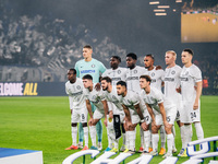 Players of SK Sturm Graz pose for a team photo before the UEFA Champions League 2024/25 League Phase MD4 soccer match between Borussia Dortm...