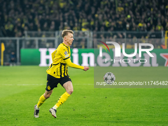 Maximilian Beier of Borussia Dortmund is in action during the UEFA Champions League 2024/25 League Phase MD4 soccer match between Borussia D...