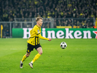 Maximilian Beier of Borussia Dortmund is in action during the UEFA Champions League 2024/25 League Phase MD4 soccer match between Borussia D...