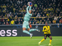 Kjell Scherpen plays during the UEFA Champions League 2024/25 League Phase MD4 soccer match between Borussia Dortmund and SK Sturm Graz at B...