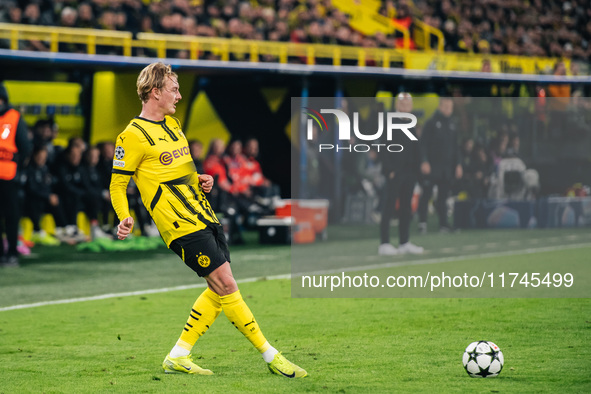 Julian Brandt of Borussia Dortmund plays during the UEFA Champions League 2024/25 League Phase MD4 soccer match between Borussia Dortmund an...