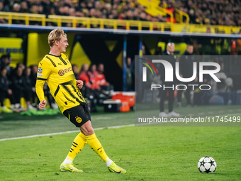 Julian Brandt of Borussia Dortmund plays during the UEFA Champions League 2024/25 League Phase MD4 soccer match between Borussia Dortmund an...