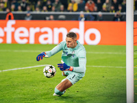 Kjell Scherpen plays during the UEFA Champions League 2024/25 League Phase MD4 soccer match between Borussia Dortmund and SK Sturm Graz at B...