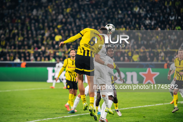 Felix Nmecha of Borussia Dortmund plays during the UEFA Champions League 2024/25 League Phase MD4 soccer match between Borussia Dortmund and...