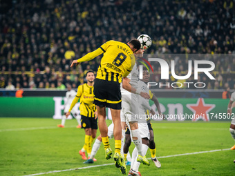 Felix Nmecha of Borussia Dortmund plays during the UEFA Champions League 2024/25 League Phase MD4 soccer match between Borussia Dortmund and...