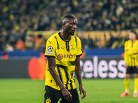 Serhou Guirassy of Borussia Dortmund looks on during the UEFA Champions League 2024/25 League Phase MD4 soccer match between Borussia Dortmu...