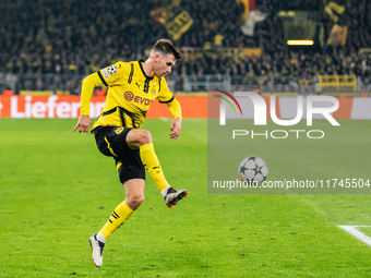 Pascal Gross of Borussia Dortmund plays during the UEFA Champions League 2024/25 League Phase MD4 soccer match between Borussia Dortmund and...