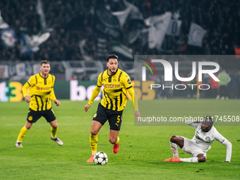 Ramy Bensebaini of Borussia Dortmund plays during the UEFA Champions League 2024/25 League Phase MD4 soccer match between Borussia Dortmund...