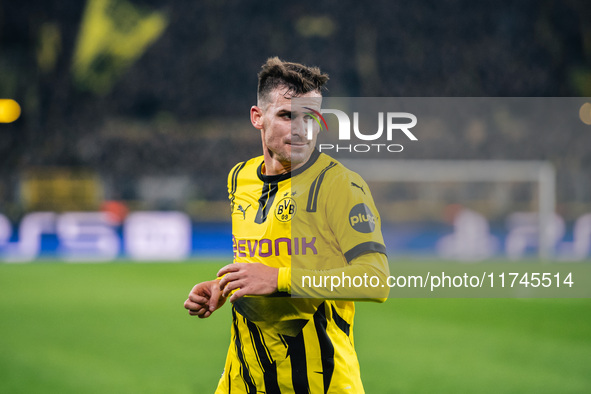 Pascal Gross of Borussia Dortmund looks on during the UEFA Champions League 2024/25 League Phase MD4 soccer match between Borussia Dortmund...