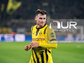 Pascal Gross of Borussia Dortmund looks on during the UEFA Champions League 2024/25 League Phase MD4 soccer match between Borussia Dortmund...