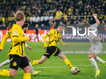 Maximilian Beier of Borussia Dortmund plays during the UEFA Champions League 2024/25 League Phase MD4 soccer match between Borussia Dortmund...