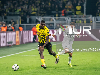 Serhou Guirassy of Borussia Dortmund and Otar Kiteishvili of SK Sturm Graz participate in the UEFA Champions League 2024/25 League Phase MD4...