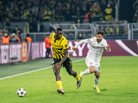 Serhou Guirassy of Borussia Dortmund and Otar Kiteishvili of SK Sturm Graz participate in the UEFA Champions League 2024/25 League Phase MD4...