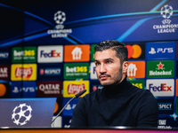 Head Coach Nuri Sahin of Borussia Dortmund participates in a press conference after the UEFA Champions League 2024/25 League Phase MD4 socce...