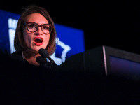 Minnesota Lieutenant Governor Peggy Flanagan speaks at the Minnesota DFL Election Night event at the InterContinental Hotel in St. Paul, Min...