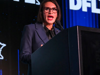 Minnesota Lieutenant Governor Peggy Flanagan speaks at the Minnesota DFL Election Night event at the InterContinental Hotel in St. Paul, Min...