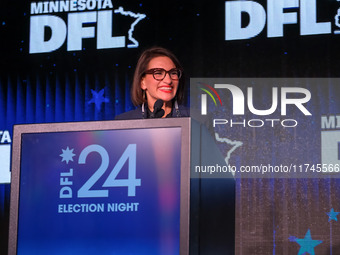 Minnesota Lieutenant Governor Peggy Flanagan speaks at the Minnesota DFL Election Night event at the InterContinental Hotel in St. Paul, Min...