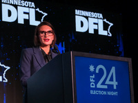 Minnesota Lieutenant Governor Peggy Flanagan speaks at the Minnesota DFL Election Night event at the InterContinental Hotel in St. Paul, Min...