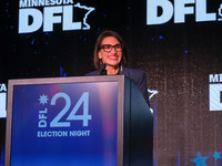 Minnesota Lieutenant Governor Peggy Flanagan speaks at the Minnesota DFL Election Night event at the InterContinental Hotel in St. Paul, Min...