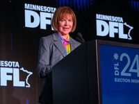 United States Senator Tina Smith (D-MN) speaks at the Minnesota DFL Election Night event at the InterContinental Hotel in St. Paul, Minnesot...