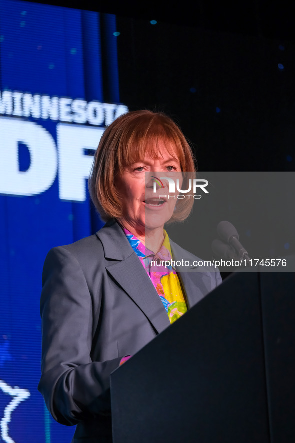 United States Senator Tina Smith (D-MN) speaks at the Minnesota DFL Election Night event at the InterContinental Hotel in St. Paul, Minnesot...