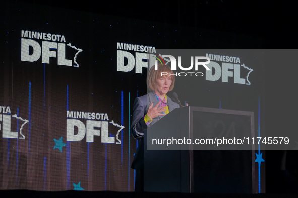 United States Senator Tina Smith (D-MN) speaks at the Minnesota DFL Election Night event at the InterContinental Hotel in St. Paul, Minnesot...