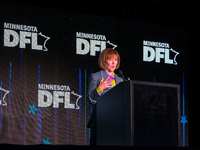 United States Senator Tina Smith (D-MN) speaks at the Minnesota DFL Election Night event at the InterContinental Hotel in St. Paul, Minnesot...