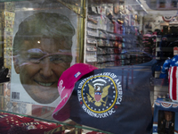 A picture of former President Donald Trump is in a shop on election day in Washington, DC, US, on November 5, 2024. (