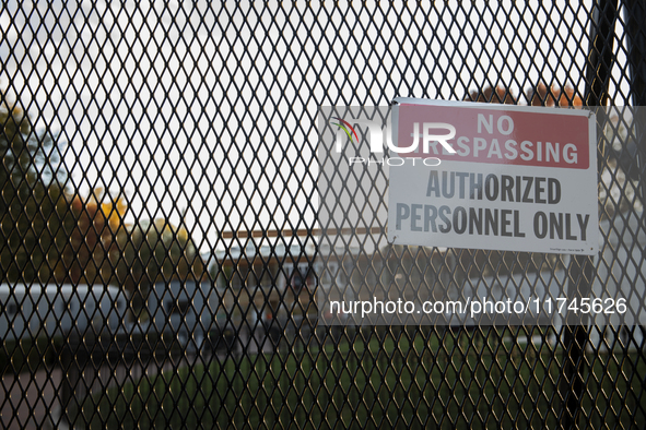 Security fences surround the White House in Washington, D.C., United States, on November 5, 2024. Security fences also surround the construc...