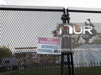 Security fences surround the White House in Washington, D.C., United States, on November 5, 2024. Security fences also surround the construc...