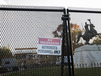 Security fences surround the White House in Washington, D.C., United States, on November 5, 2024. Security fences also surround the construc...