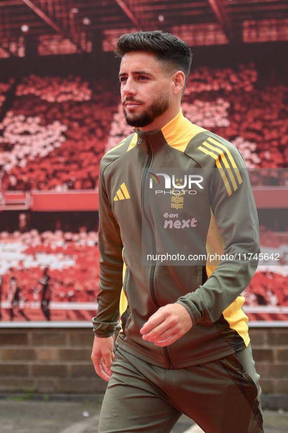 Alex Moreno of Nottingham Forest participates in the Premier League match between Nottingham Forest and West Ham United at the City Ground i...