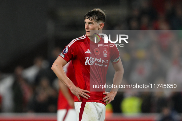 Ryan Yates of Nottingham Forest participates in the Premier League match between Nottingham Forest and West Ham United at the City Ground in...