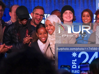 United States Representative Ilhan Omar (D-MN) speaks at the Minnesota DFL Election Night event at the InterContinental Hotel in St. Paul, M...