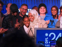 United States Representative Ilhan Omar (D-MN) speaks at the Minnesota DFL Election Night event at the InterContinental Hotel in St. Paul, M...